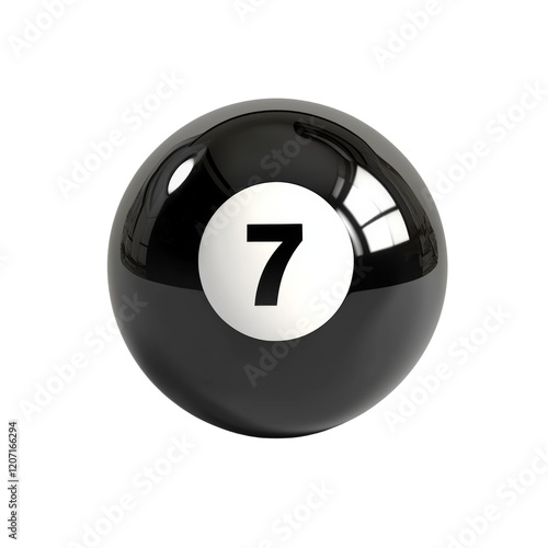 Black Billiard Ball Number Seven Isolated on White photo