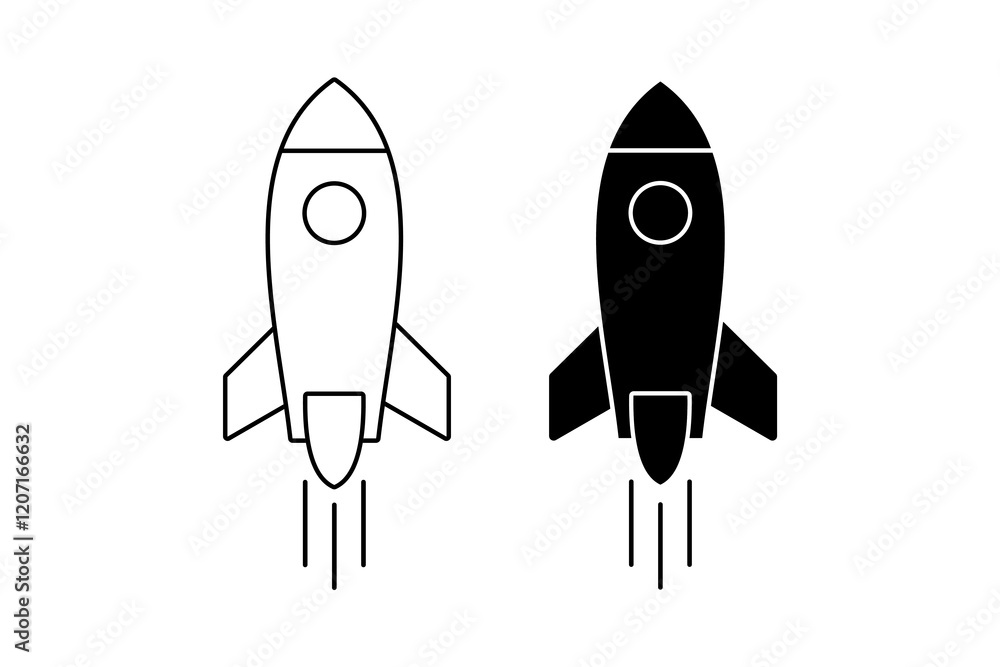 Rocket icon set, flat vector illustration isolated on white background Rocket icon set, flat vector illustration isolated on white background