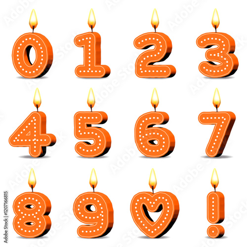  Planche Bougies ANNIVERSAIRE oranges 2