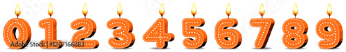  Planche Bougies ANNIVERSAIRE oranges