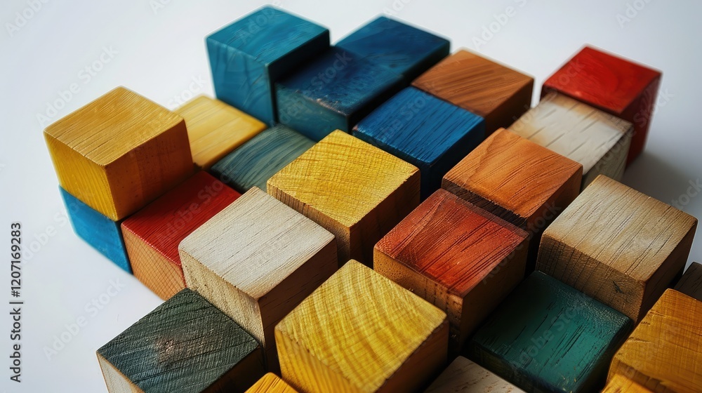 Obraz premium Creative Design Solutions with Wood Blocks: Inspiring Ideas, Strategies, and Collaborative Thinking for Business Success