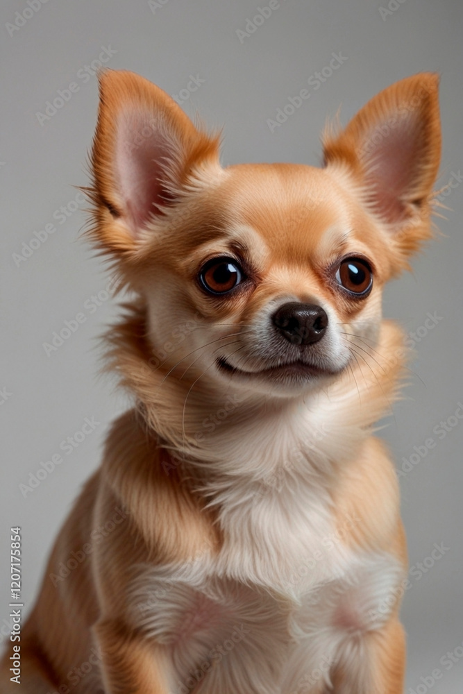 Portrait of a Chihuahua dog on a gray background. Portrait of a Chihuahua dog on a gray background.