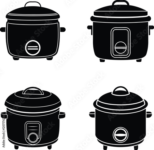 Rice cooker silhouette vector illustration