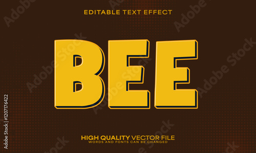 Bee text effect, editable text effect and honey 3d font style bold shadow hive poster design