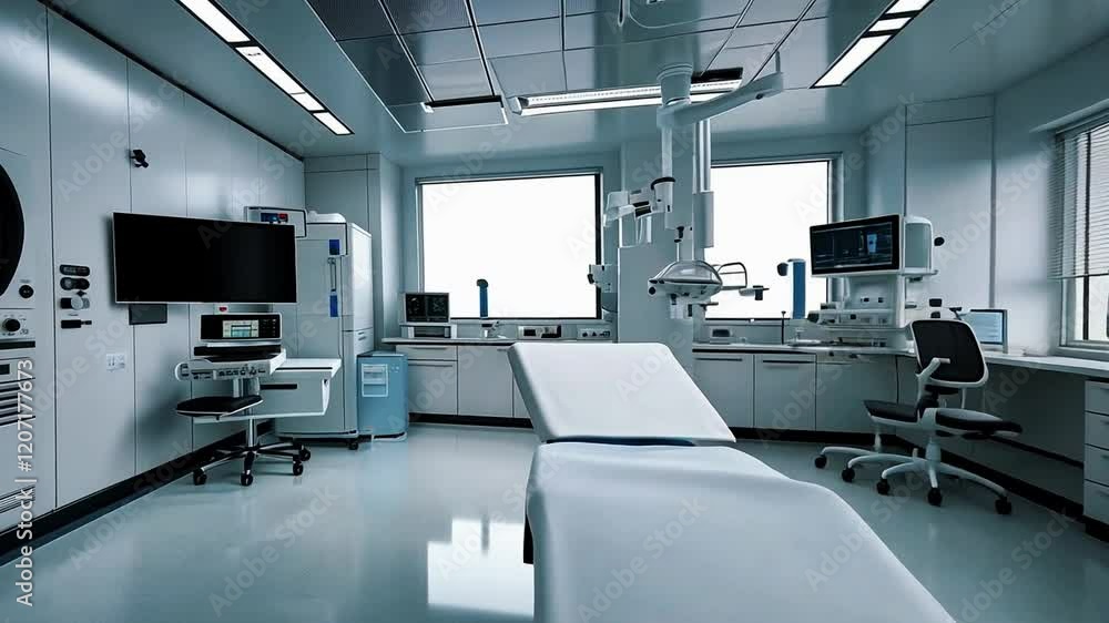 Modern clean laboratory with high-tech equipment and empty workstations. Modern clean laboratory with high-tech equipment and empty workstations.