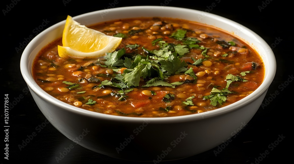 Vibrant Spicy Lentil Soup with Fresh Garnishes Vibrant Spicy Lentil Soup with Fresh Garnishes