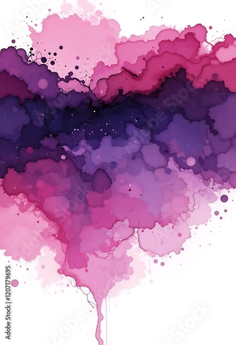 Abstract Pink and Purple Ink Wash Painting photo