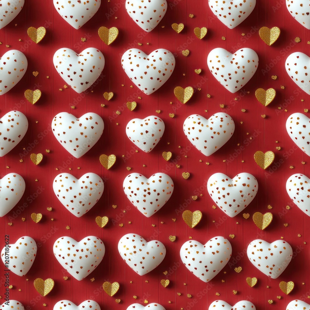 Charming Abstract Pattern Featuring Small White Hearts with Red Background and Gold Accents, Perfect for Celebrating Chinese New Year and Expressing Love and Joy Charming Abstract Pattern Featuring Small White Hearts with Red Background and Gold Accents, Perfect for Celebrating Chinese New Year and Expressing Love and Joy