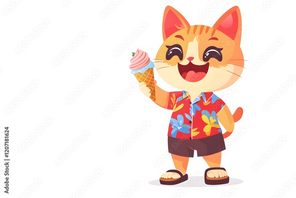 Joyful Sunny Day. Embrace the sunshine with this delightful cartoon cat Joyful Sunny Day. Embrace the sunshine with this delightful cartoon cat