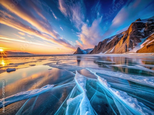 Hoboi's breathtaking Baikal ice cape, a long exposure masterpiece revealing the Siberian winter landscape's ethereal charm. photo