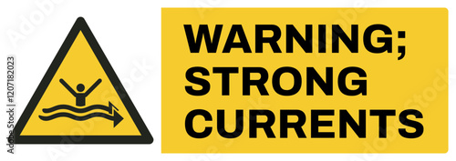 ISO warning safety signs uppercase text_warning ; strong currents_landscape size 1/2 a4,a3,a2,a1	 
