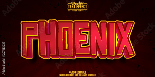 Phoenix editable text effect, customizable fire and bird 3d font style