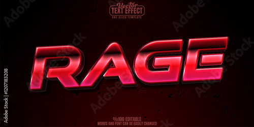 Rage editable text effect, customizable movie and action 3d font style