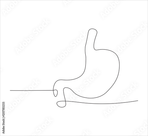 One continuous line drawing of human stomach organs. single line of stomach drawing.  illustration of stomachache concept. editable outline