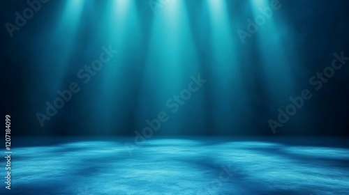 blue stage with spotlight light, water, underwater, blue, stage, spotlight, dark, design, illustration, sea
