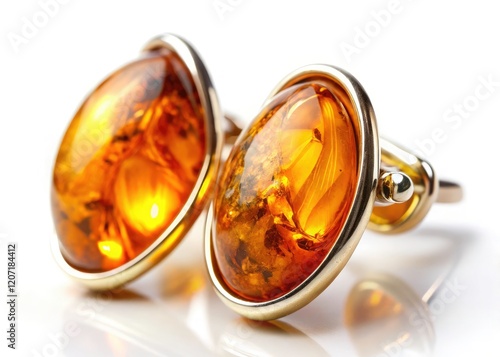 Luxurious honey amber drop earrings crafted from golden Baltic amber.  Elegant and statement-making. photo