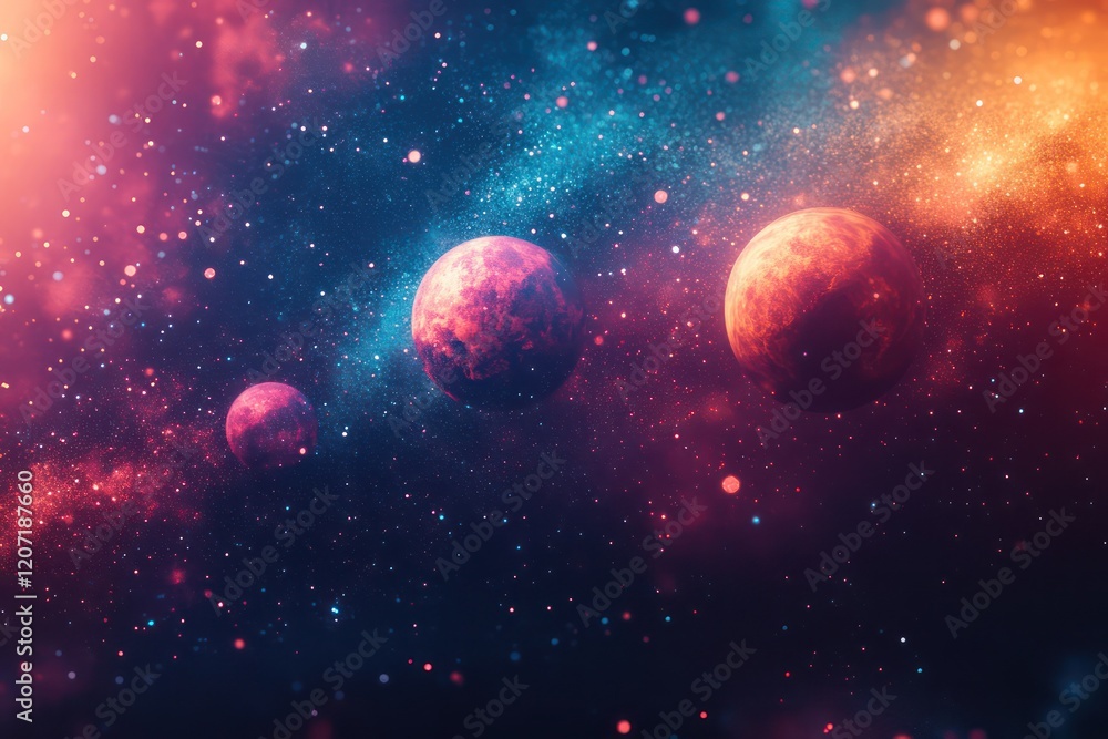 Minimalist planets with abstract designs, floating in a serene space scene, evoking a sense of calm and endless possibility. Minimalist planets with abstract designs, floating in a serene space scene, evoking a sense of calm and endless possibility.