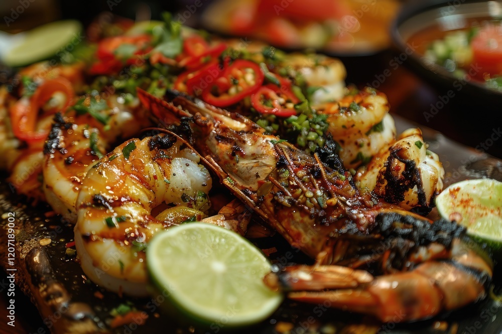 Peruvian food restaurant with seafood and fresh lime Peruvian food restaurant with seafood and fresh lime