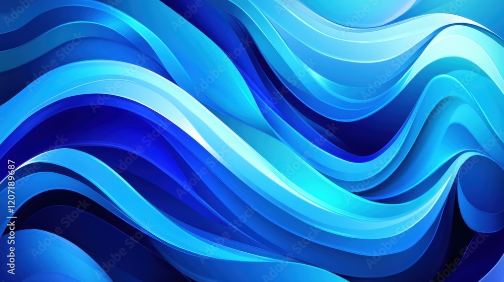 Fototapeta premium Abstract Blue Waves Background with Flowing Curved Lines and Patterns