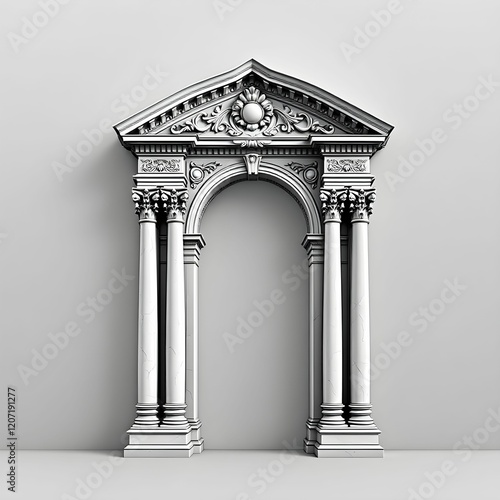  Classical Stone Archway with Columns   