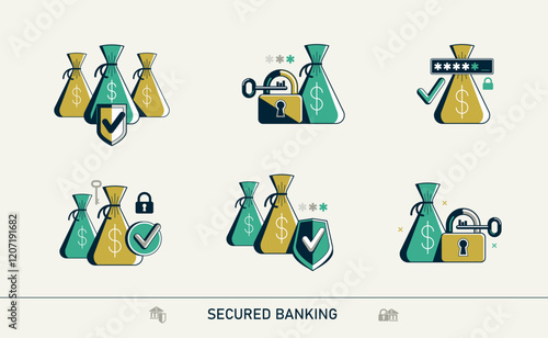 Secured banking vector deta...