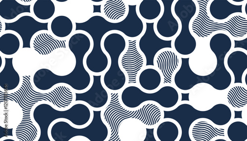 Molecules seamless pattern, vector geometric trippy abstract background, fluid like shapes dynamic endless wallpaper.