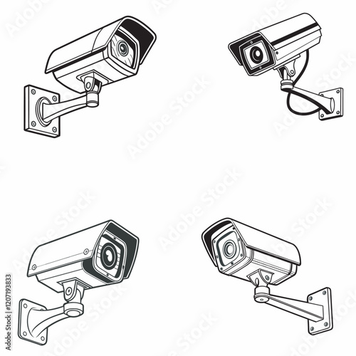 CCTV security  camera icon vector isolated illustration on white background.