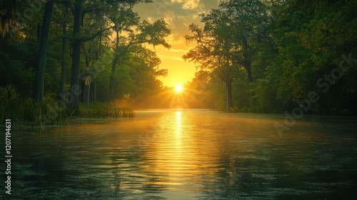 Golden Hour Serenity: A Bayou Sunset