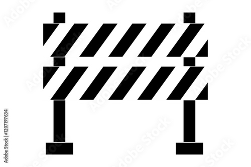 Hurdle roadblock sign, safety protectot icon, symbol. Boundary fence, equipment. security system. Road barrier.