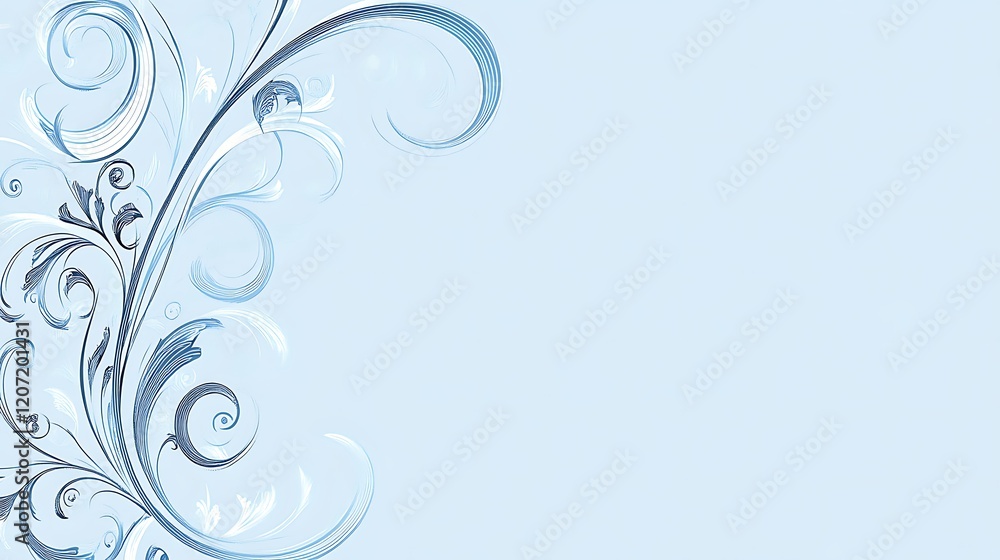 Abstract Blue Floral Swirls Design Background