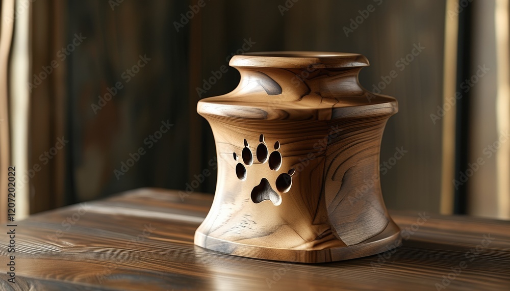 Elegant dog urn with heartfelt design and paw print Elegant dog urn with heartfelt design and paw print