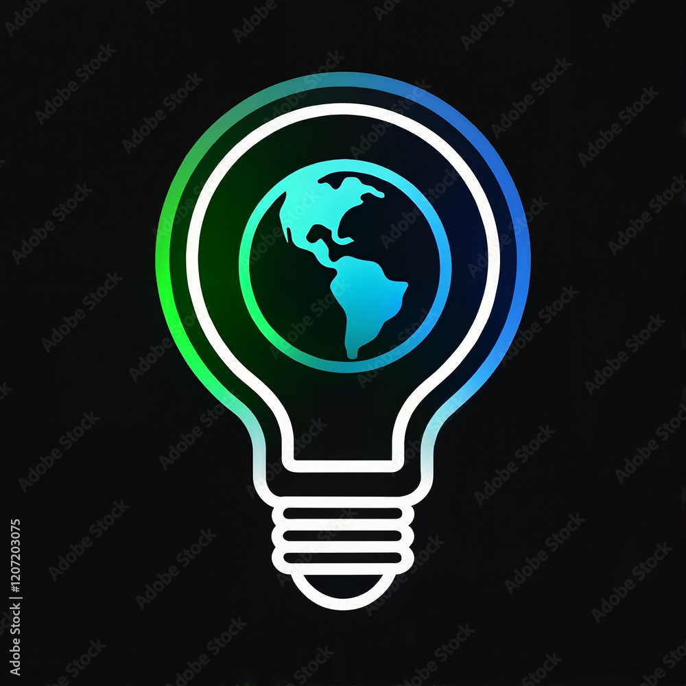 Light bulb with Earth inside glowing on dark background Light bulb with Earth inside glowing on dark background