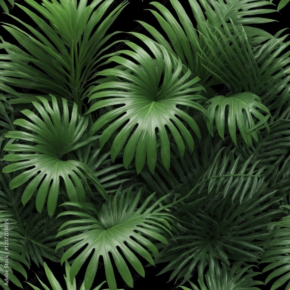 Fototapeta premium Lush green tropical plants bush,