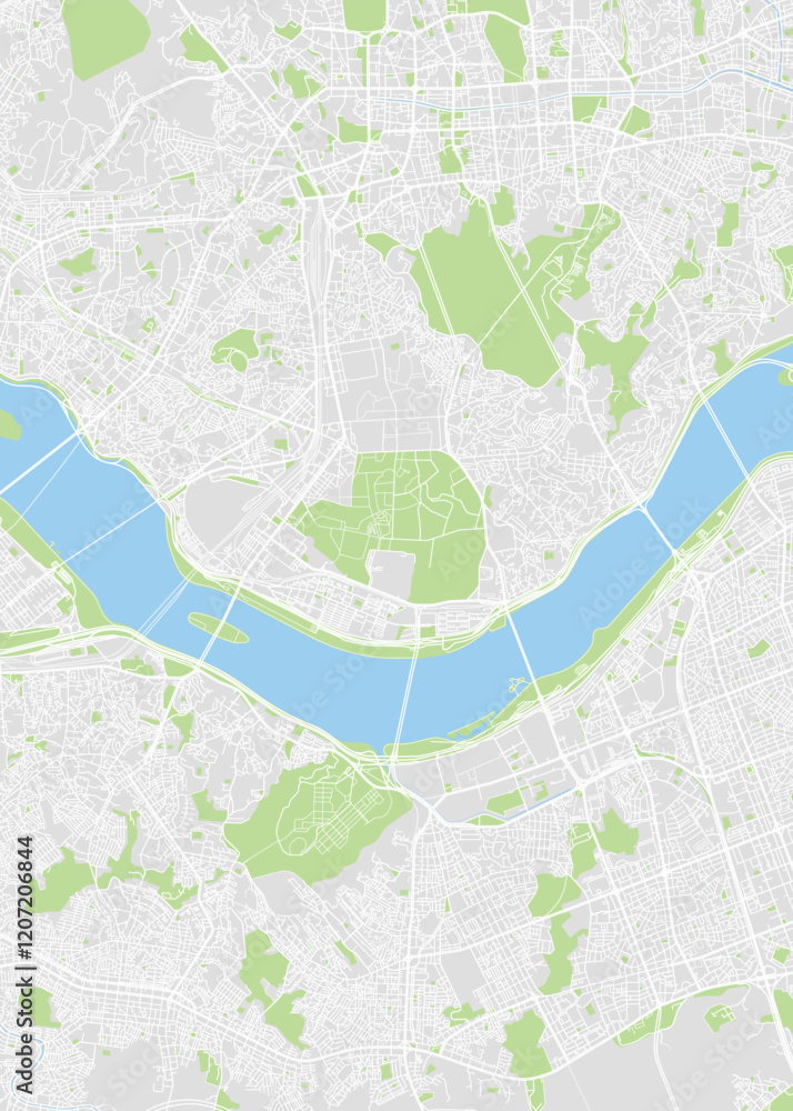 Fototapeta premium City map Seoul, color detailed plan, vector illustration