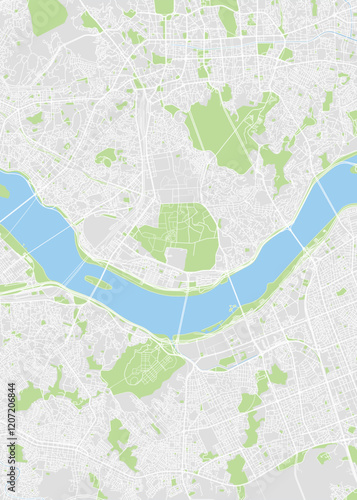 City map Seoul, color detailed plan, vector illustration
