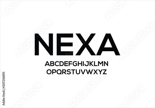 Nexa font for logo and headline. Isolated vector typeset