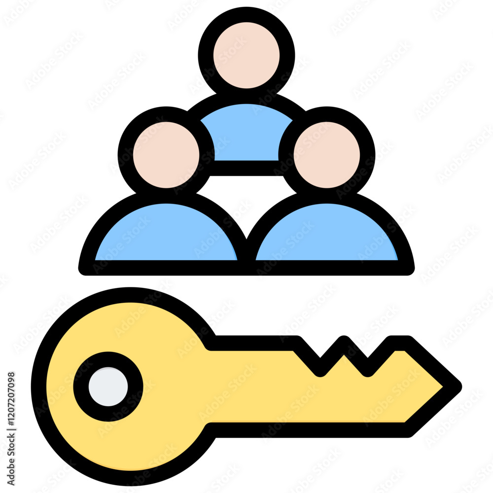 Public Key Outline Color Icon