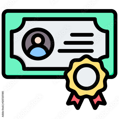 Certificate Outline Color Icon