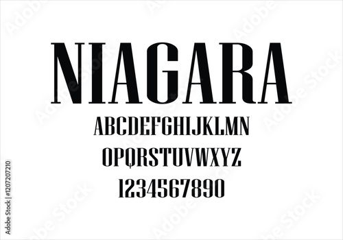 Niagara Bold font for logo and headline. Isolated vector typeset