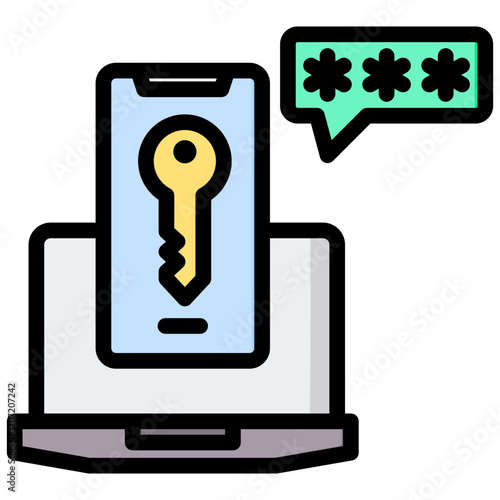 Two Step Verification Outline Color Icon