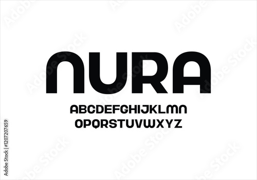 Nura font for logo and headline. Isolated vector typeset