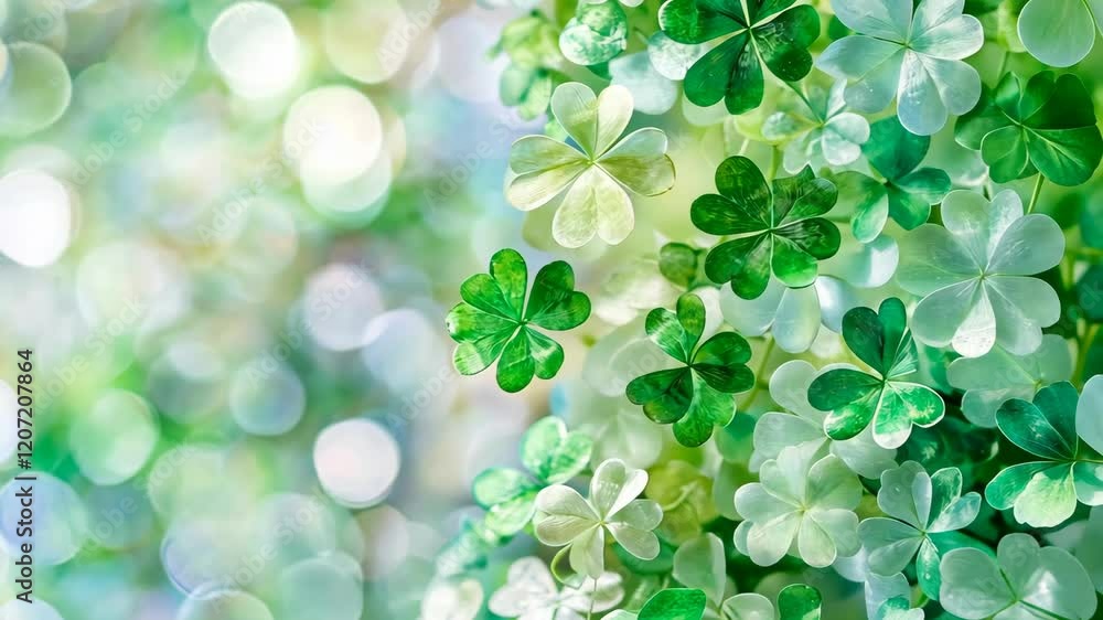 Vibrant green clovers create a beautiful backdrop with soft bokeh effect in a natural setting during springtime Vibrant green clovers create a beautiful backdrop with soft bokeh effect in a natural setting during springtime