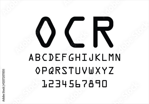 OCR font for logo and headline. Isolated vector typeset