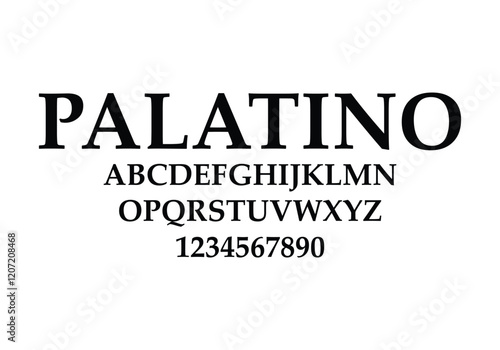 Platino font for logo and headline. Isolated vector typeset