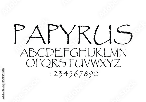Papyrus font for logo and headline. Isolated vector typeset