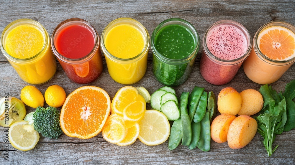 A colorful array of fresh fruits and vegetables is beautifully arranged on a table, showcasing nature's bounty in vibrant hues and textures. A colorful array of fresh fruits and vegetables is beautifully arranged on a table, showcasing nature's bounty in vibrant hues and textures.