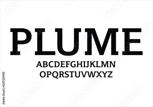 Plume font for logo and headline. Isolated vector typeset