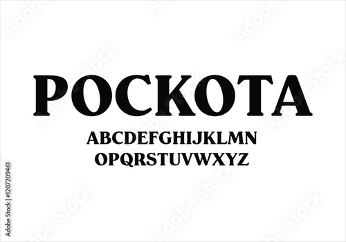 Pockota font for logo and headline. Isolated vector typeset