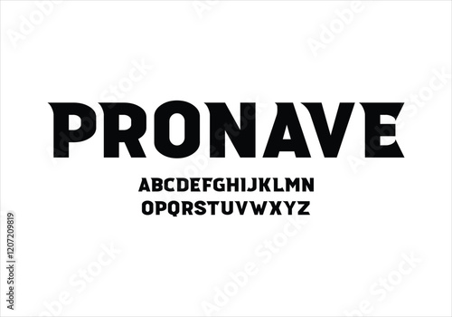 Pronave font for logo and headline. Isolated vector typeset