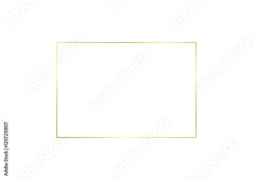 Decorative gold rectangle frame for note text. Vintage rectangular shape from line. Highlight and underline text box decorative. Golden line border. Vector on isolated background illustration